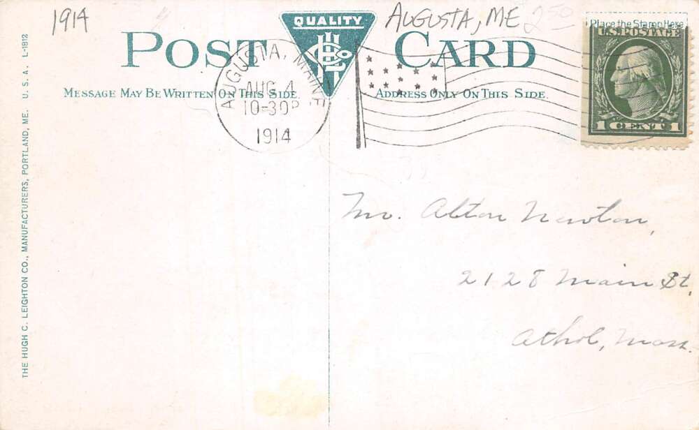 Augusta Maine Insane Hospital Front Gardens Vintage Postcard AA84947 - Image 2