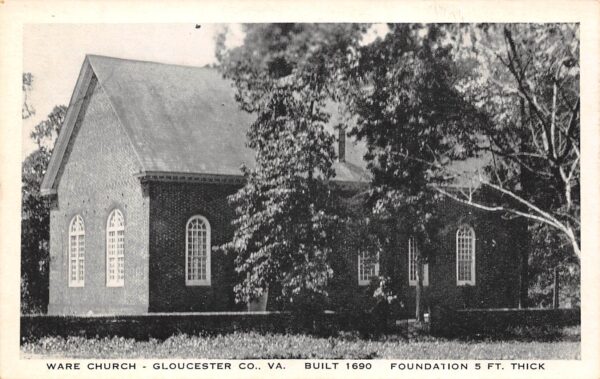 Gloucester Virginia Ware Church, B/W Photo Print, Vintage Postcard U19219