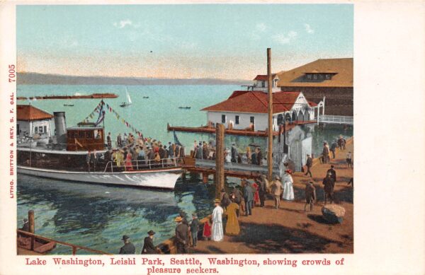 Seattle Washington Lake Washington, Leishi Park, Color Lithograph, PC U19225