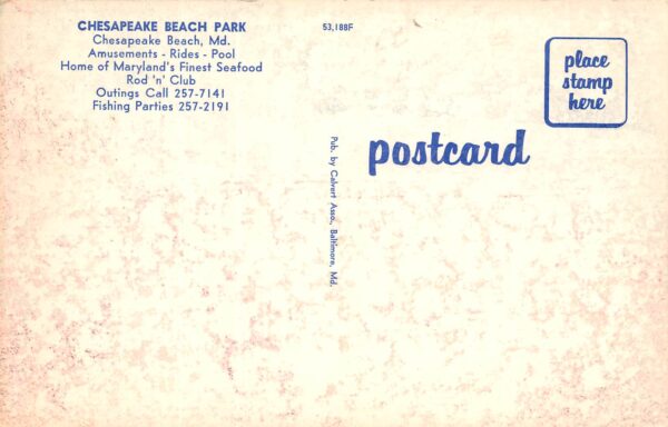 Chesapeake Beach Maryland Chesapeake Beach Park, Chrome, Vintage Postcard U19230 - Image 2