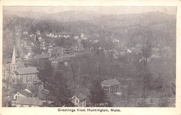 Huntington Massachusetts Greetings From Huntington, B/W Lithograph PC U19239