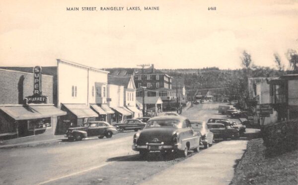 Rangeley Lakes Maine Main Street, Supermarket, B/W Photo Print, Postcard U19245
