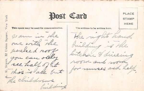 Fairfield Maine Sanitorium, B/W Lithograph Vintage Postcard U19246 - Image 2