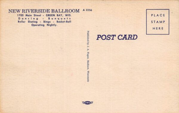 Green Bay Wisconsin Riverside Ballroom, Multi-View Linen, Vintage PC U19255 - Image 2