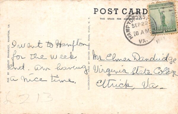 Hampton Virginia Freshman Girls' Dorm, Hampton Institute, PC U19272 - Image 2