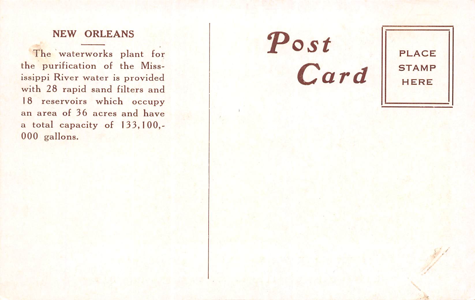 New Orleans Louisiana Main Waterworks Plant, B/W Photo Print, Vintage PC U19273 - Image 2