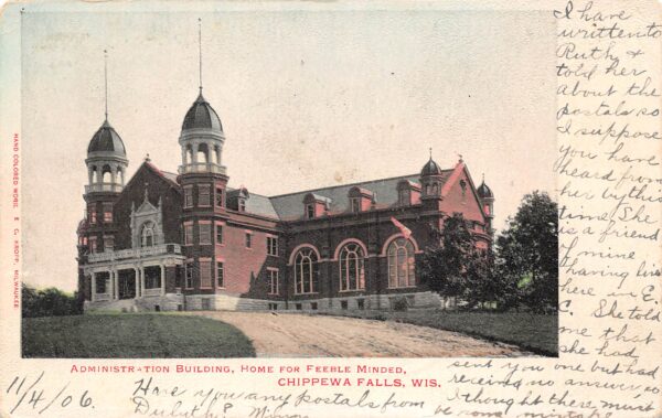 Chippewa Falls Wisconsin Home For Feeble Minded, Admin. Bldg., Postcard U19275