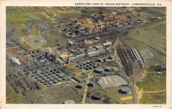 Lawrenceville Illinois Aerial View Of Indian Refinery, White Border, PC U19300