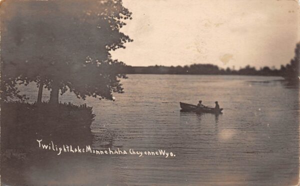 Cheyenne Wyoming Twilight, Lake Minnehaha, Real Photo, Vintage Postcard U19313