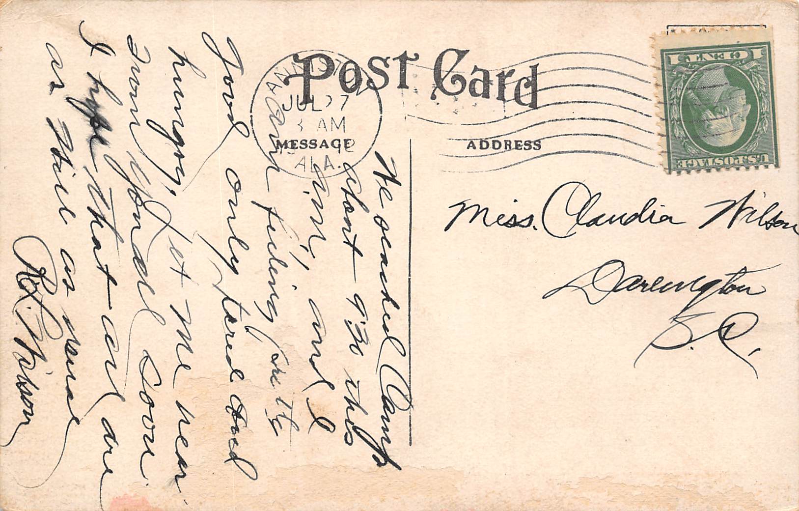 Anniston Alabama Quintard Avenue Public School, Color Lithograph, PC U19317 - Image 2