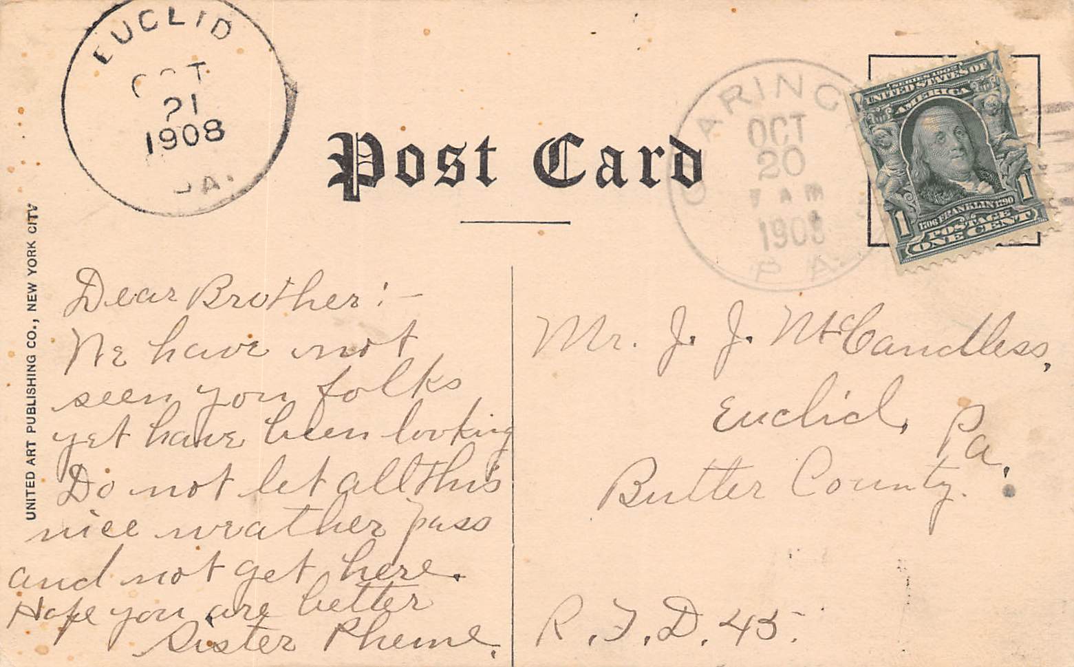 Clarington Pennsylvania View Of Clarion River, B/W Lithograph, Vintage PC U19322 - Image 2