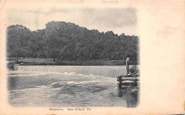 New Oxford Pennsylvania Waldheim, B/W Lithograph, Vintage Postcard U19325