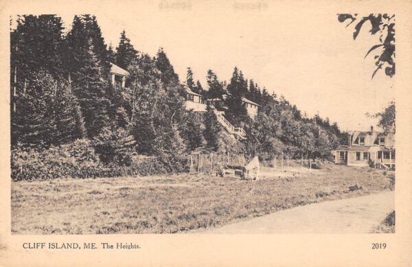 Cliff Island Maine The Heights, B/W Lithograph, Vintage Postcard U19335