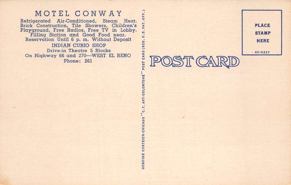 El Reno Oklahoma Motel Conway Linen Vintage Postcard AA85112 - Image 2