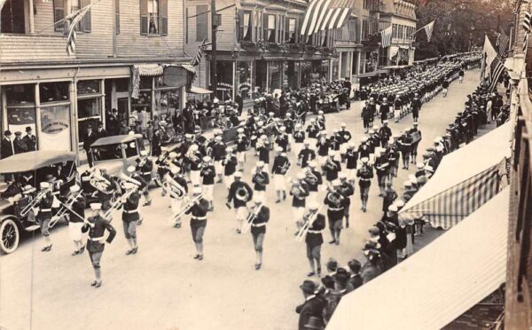 Newport Rhode Island ? Navy Parade Marching Band Real Photo Postcard AA85125