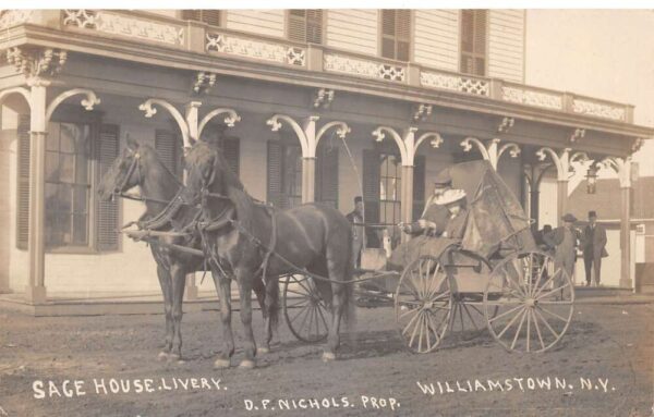 Williamstown New York Sage House Livery Horse Carriage Real Photo PC AA85602