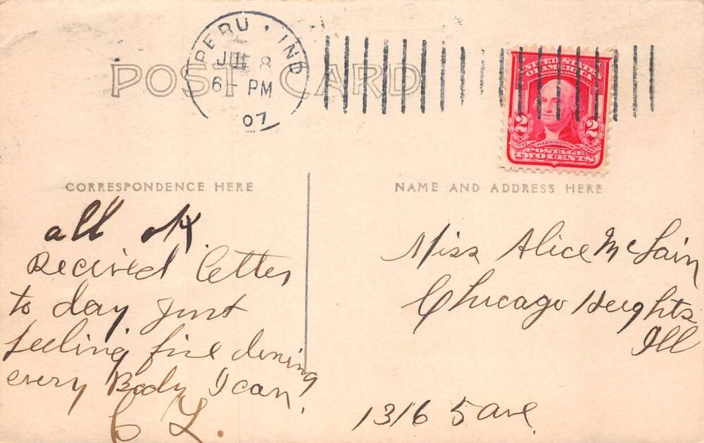 Peru Indiana Broadway Street Scene Real Photo Vintage Postcard AA85642 - Image 2