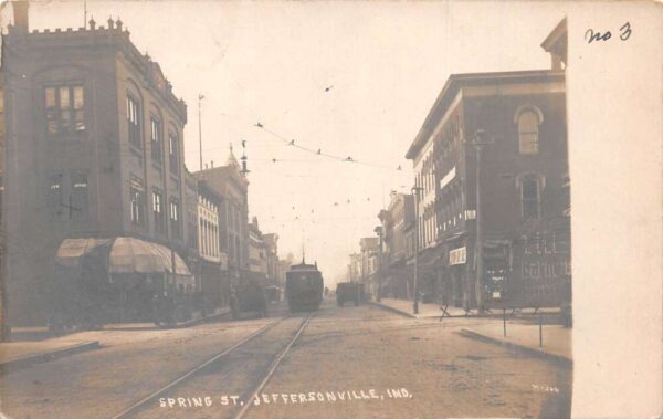 Jeffersonville Indiana Spring Street Real Photo Vintage Postcard AA85644