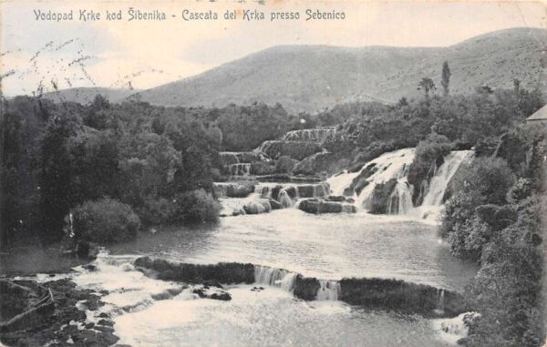 Sibenika Sibenik Croatia Yugoslavia Waterfalls Scenic View Postcard AA85651