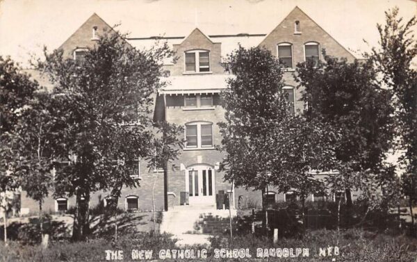 Randolph Nebraska New Catholic School Real Photo Vintage Postcard AA85672