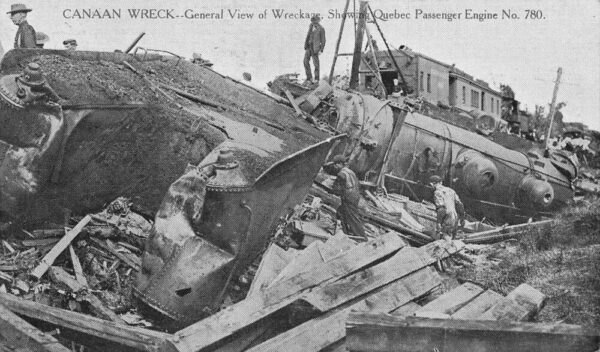 Canaan New Hampshire Quebec Express Train Wreck Disaster Postcard AA85679