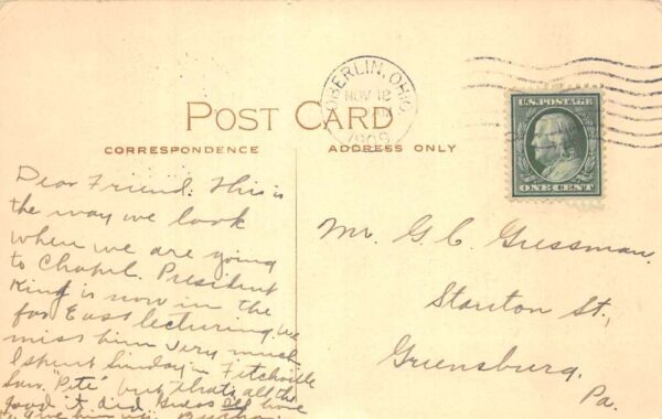 Oberlin Ohio Oberlin College Finney Chapel Vintage Postcard AA85706 - Image 2