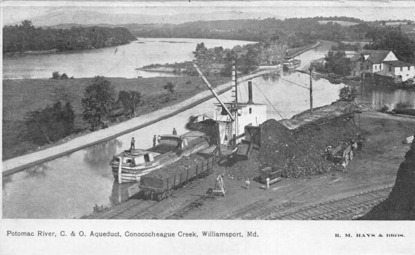 Williamsport Maryland Potomac River CO Aqueduct Canal Locks Postcard AA104023