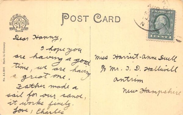 Honnedaga Lake New York Cobble Stone ALC Forest Lodge Fishing Postcard AA104032 - Image 2