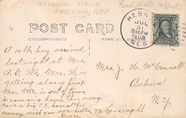 Hebron Nebraska Tornado Disaster Ruins Real Photo Vintage Postcard AA104050 - Image 2