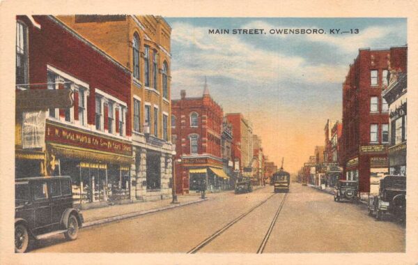 Owensboro Kentucky Main Street Linen Vintage Postcard AA104051