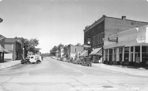 East Jordan Michigan Business District Street Scene Real Photo Postcard AA104053