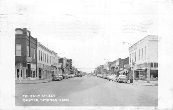 Baxter Springs Kansas Military Street Real Photo Vintage Postcard AA104054