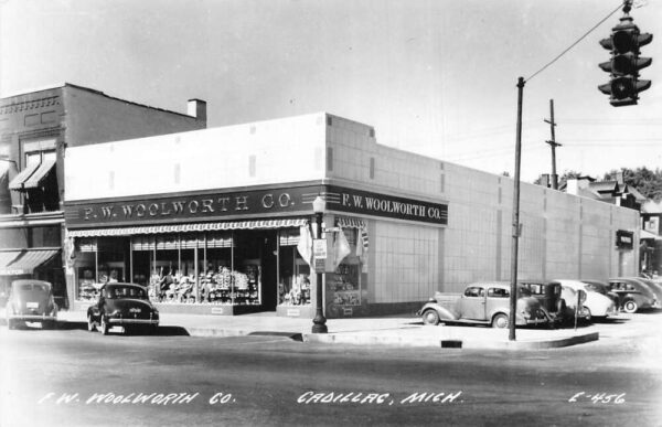 Cadillac Michigan Woolworth Store and Parking Lot Real Photo Postcard AA104060