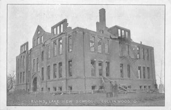 Collinwood Ohio Lake View School Ruins Vintage Postcard AA104061