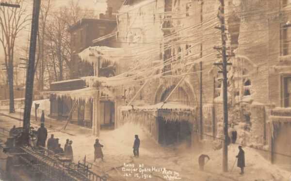 Bangor Maine Opera House Fire Disaster Ruins Frozen Real Photo Postcard AA104087