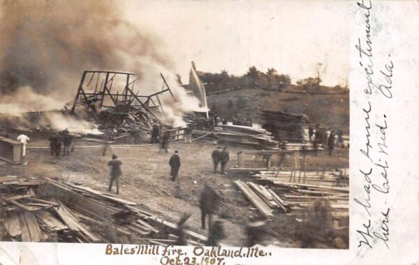 Oakland Maine Bales Mill Fire Disaster Real Photo Postcard AA104089