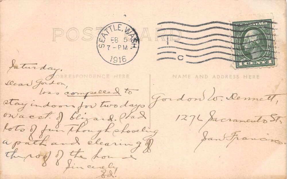 Seattle Washington Trolleys Covered in Snow Storm Vintage Postcard AA104092 - Image 2