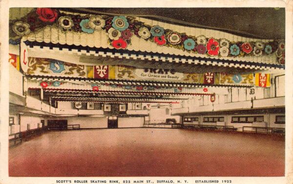 Buffalo New York Scott's Roller Skating Rink Interior Vintage Postcard AA104098
