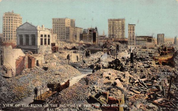 Baltimore Maryland 1904 Fire Disaster Ruins Birds Eye View Postcard AA104109