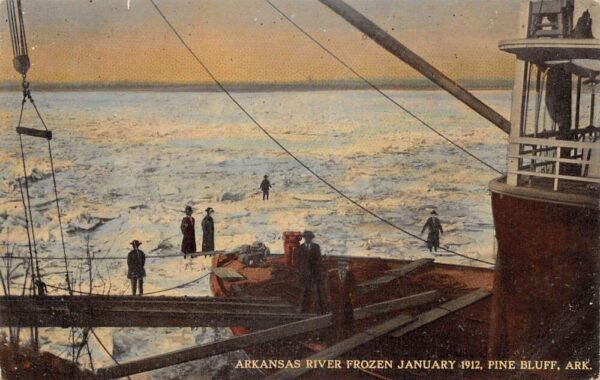 Pine Bluff Arkansas 1912 Frozen River Vintage Postcard AA104112