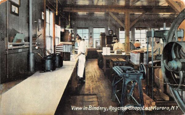 East Aurora New York Roycroft Shop View in Bindery Vintage Postcard AA104122