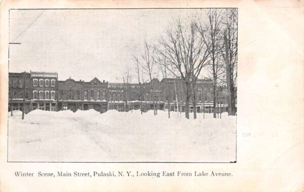 Pulaski New York Main Street After Snow Storm Vintage Postcard AA104143