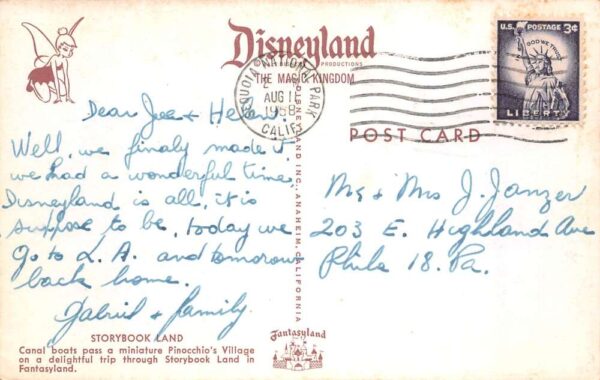 Disneyland Fantasyland Storybook Land Canal Boats Pinocchio Village PC AA104170 - Image 2