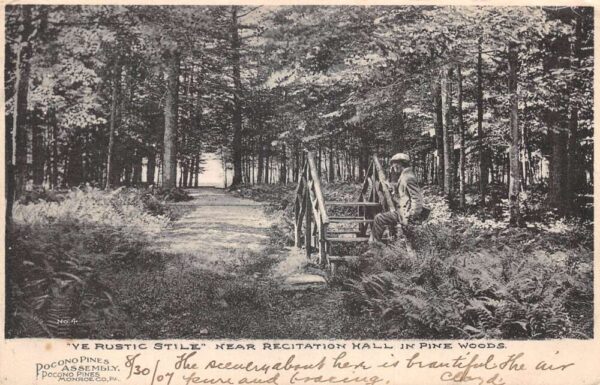 Pocono Pines Pennsylvania Ye Rustic Stile near Recitation Hall PC AA104184