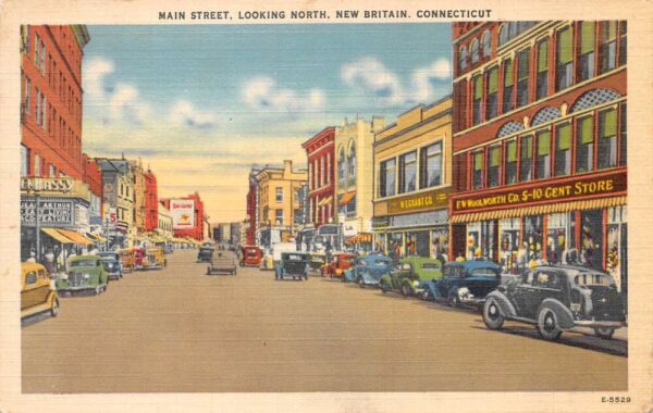 New Britain Connecticut Main Street Woolworths Vintage Postcard AA104203