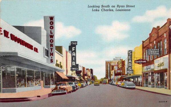 Lakes Charles Louisiana Woolworths Store Ryan Street Vintage Postcard AA104225