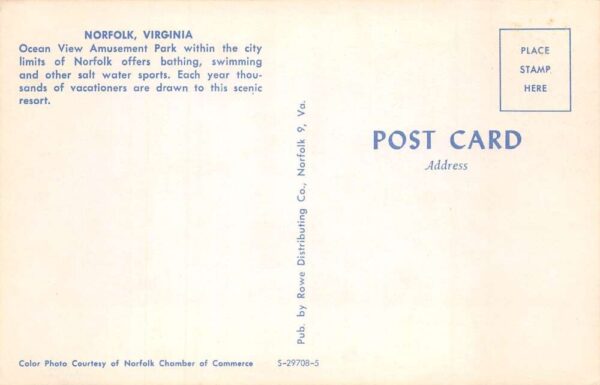 Norfolk Virginia Ocean View Amusement Park Vintage Postcard AA104240 - Image 2