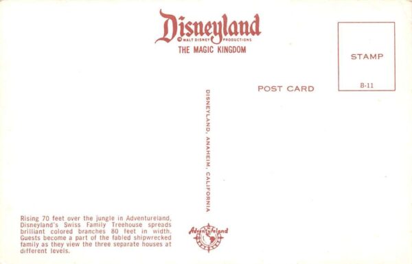 Disneyland Adventureland Swiss Family Treehouse Vintage Postcard AA104250 - Image 2