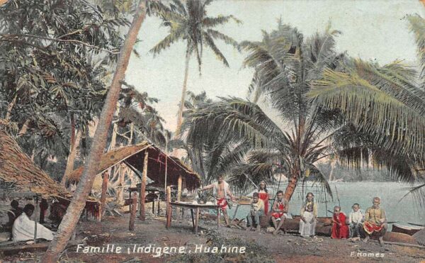 Huahine Polynesia Indigenous Family Vintage Postcard AA104261