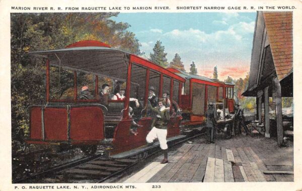 Raquette Lake New York Marion River Narrow Gage Railroad Train PC AA104273